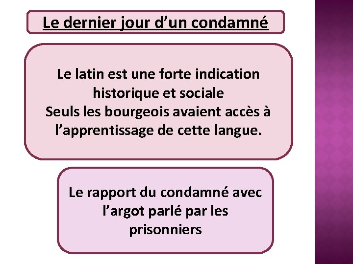 Le dernier jour d’un condamné Le latin est une forte indication historique et sociale