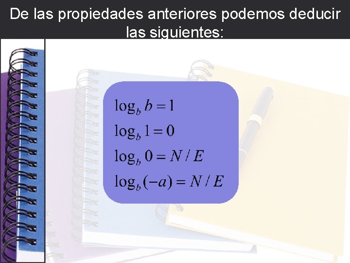 De las propiedades anteriores podemos deducir las siguientes: 