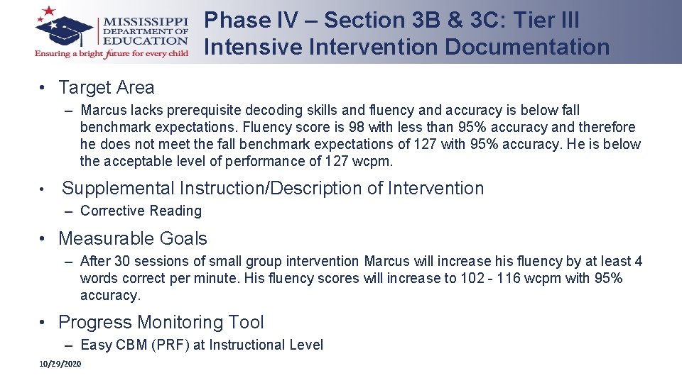 Phase IV – Section 3 B & 3 C: Tier III Intensive Intervention Documentation