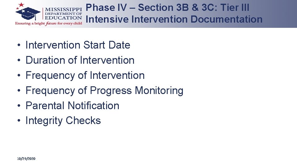 Phase IV – Section 3 B & 3 C: Tier III Intensive Intervention Documentation