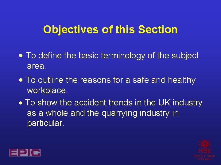 Objectives of this Section · To define the basic terminology of the subject area.