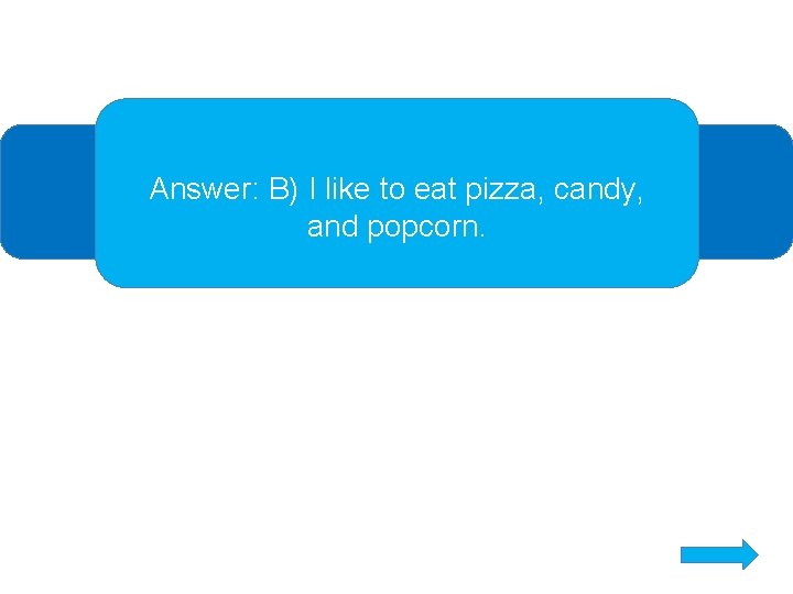 Answer: B) I like to eat pizza, candy, and popcorn. 