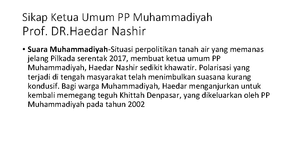Sikap Ketua Umum PP Muhammadiyah Prof. DR. Haedar Nashir • Suara Muhammadiyah-Situasi perpolitikan tanah Sikap Ketua Umum PP Muhammadiyah Prof. DR. Haedar Nashir • Suara Muhammadiyah-Situasi perpolitikan tanah