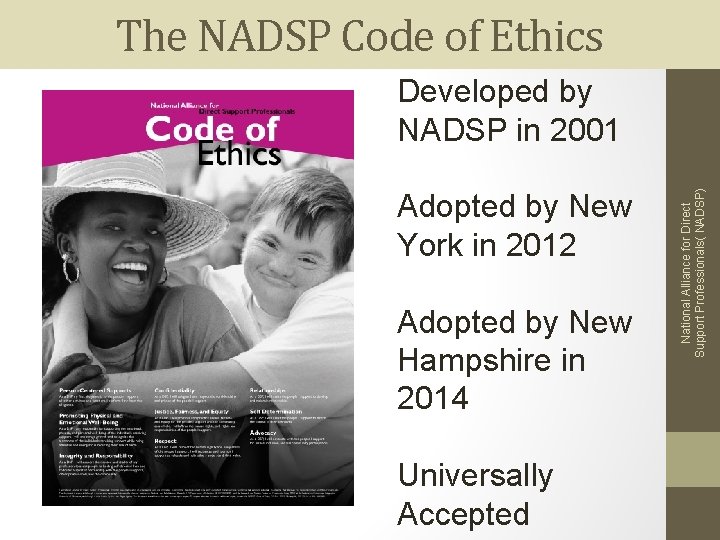 The NADSP Code of Ethics Adopted by New York in 2012 Adopted by New