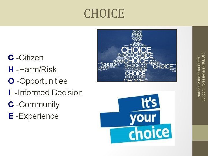 C -Citizen H -Harm/Risk O -Opportunities I -Informed Decision C -Community E -Experience National