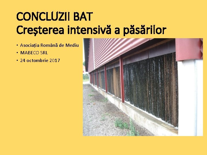 CONCLUZII BAT Creșterea intensivă a păsărilor • Asociația Română de Mediu • MABECO SRL