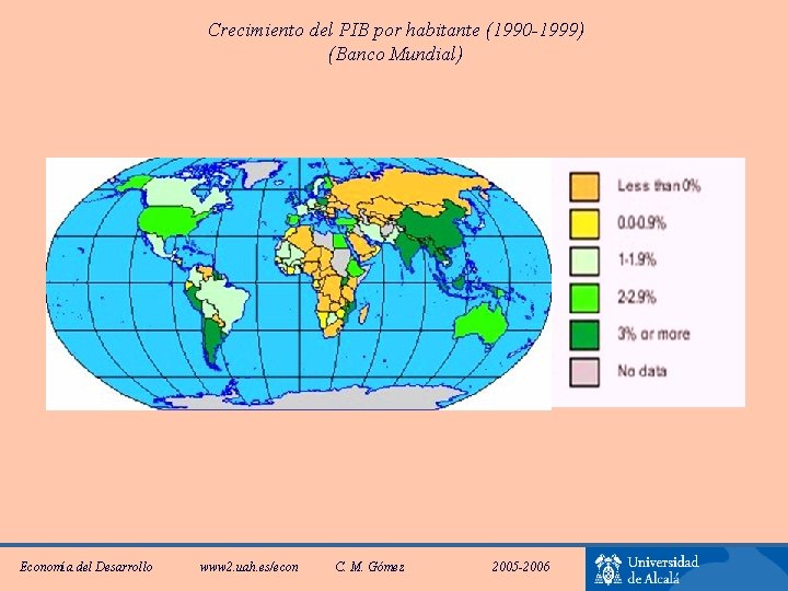 Crecimiento del PIB por habitante (1990 -1999) (Banco Mundial) Economía del Desarrollo www 2.