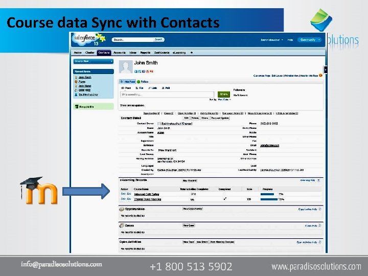 Course data Sync with Contacts info@paradisosolutions. com +1 800 513 5902 