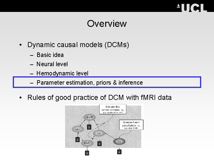 Overview • Dynamic causal models (DCMs) – Basic idea – Neural level – Hemodynamic