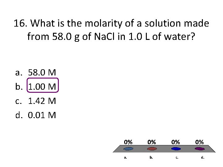 16. What is the molarity of a solution made from 58. 0 g of 16. What is the molarity of a solution made from 58. 0 g of
