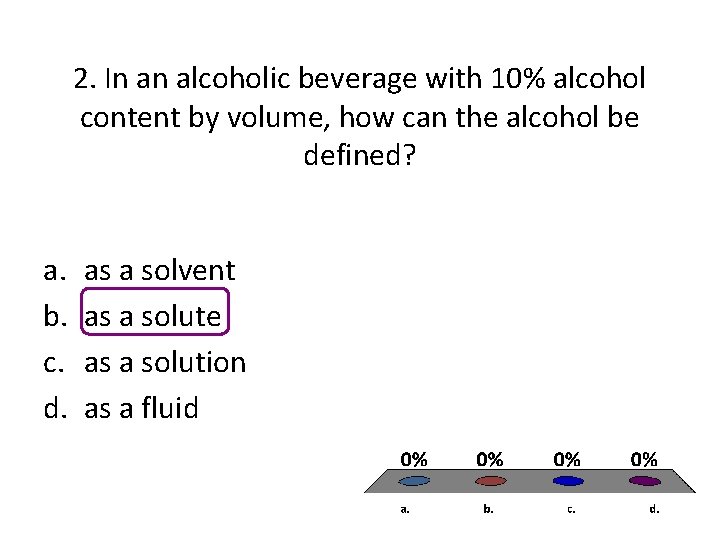 2. In an alcoholic beverage with 10% alcohol content by volume, how can the 2. In an alcoholic beverage with 10% alcohol content by volume, how can the