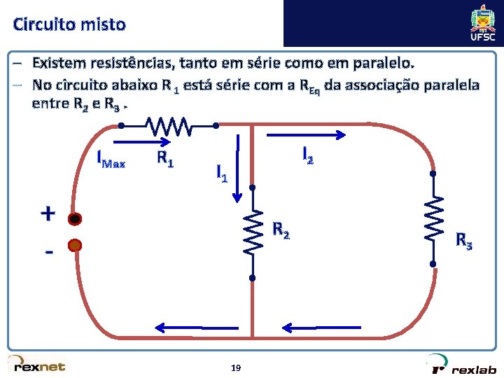 Circuito misto – Existem resistências, tanto em série como em paralelo. – No circuito