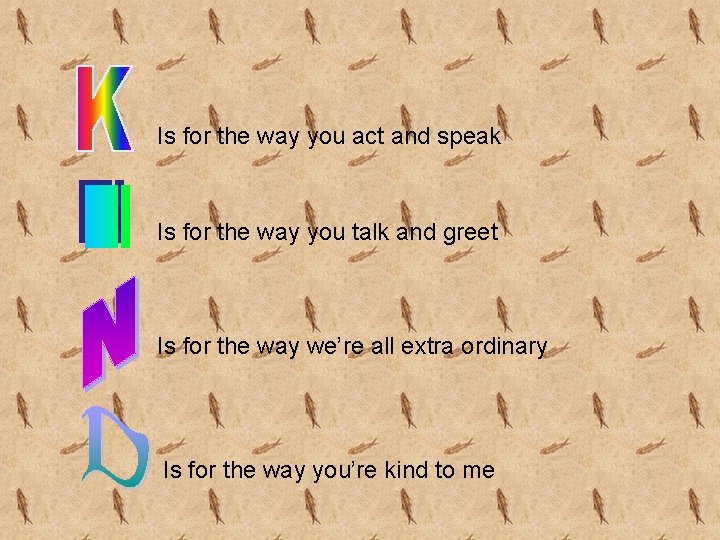 Is for the way you act and speak Is for the way you talk Is for the way you act and speak Is for the way you talk