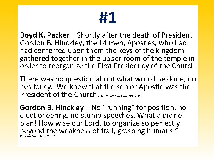 #1 Boyd K. Packer – Shortly after the death of President Gordon B. Hinckley, #1 Boyd K. Packer – Shortly after the death of President Gordon B. Hinckley,