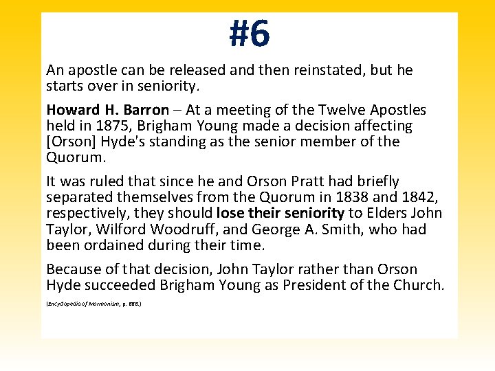 #6 An apostle can be released and then reinstated, but he starts over in #6 An apostle can be released and then reinstated, but he starts over in