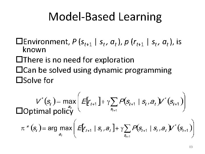 Model-Based Learning Environment, P (st+1 | st , at ), p (rt+1 | st