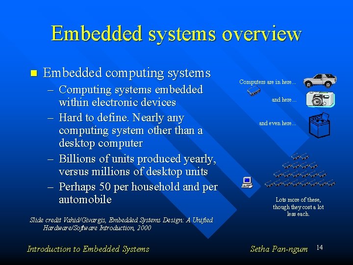 Embedded systems overview n Embedded computing systems – Computing systems embedded within electronic devices