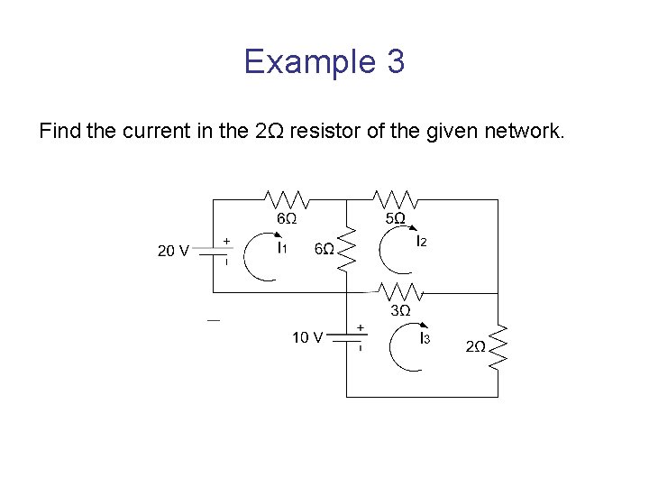 Example 3 Find the current in the 2Ω resistor of the given network. 