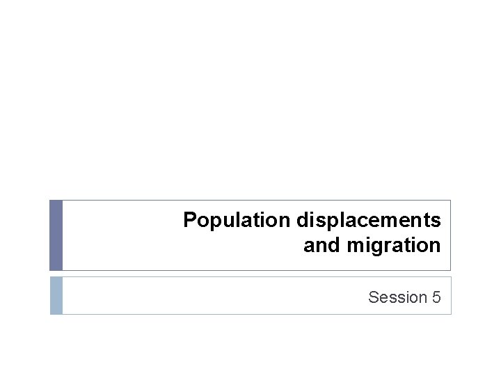 Population displacements and migration Session 5 