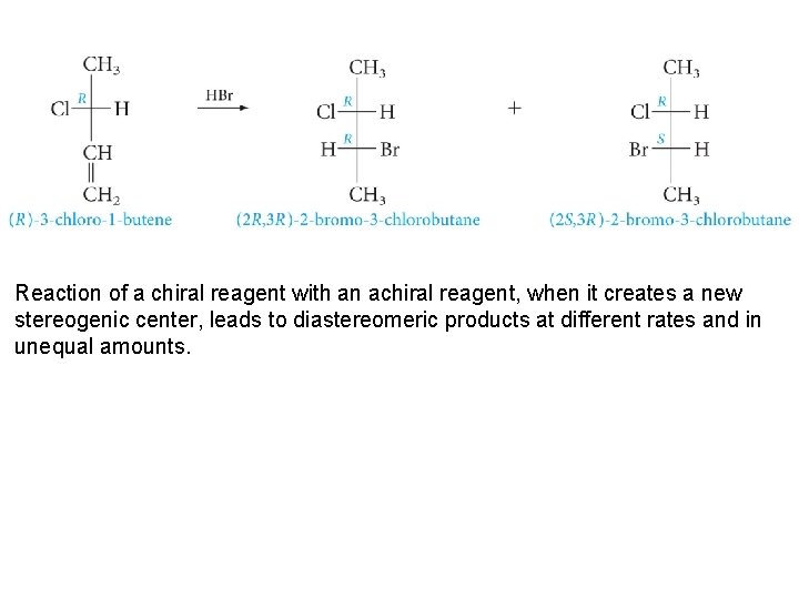 Reaction of a chiral reagent with an achiral reagent, when it creates a new