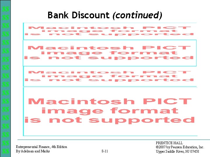 $$ $$ $$ $$ $$ Bank Discount (continued) Entrepreneurial Finance, 4 th Edition By