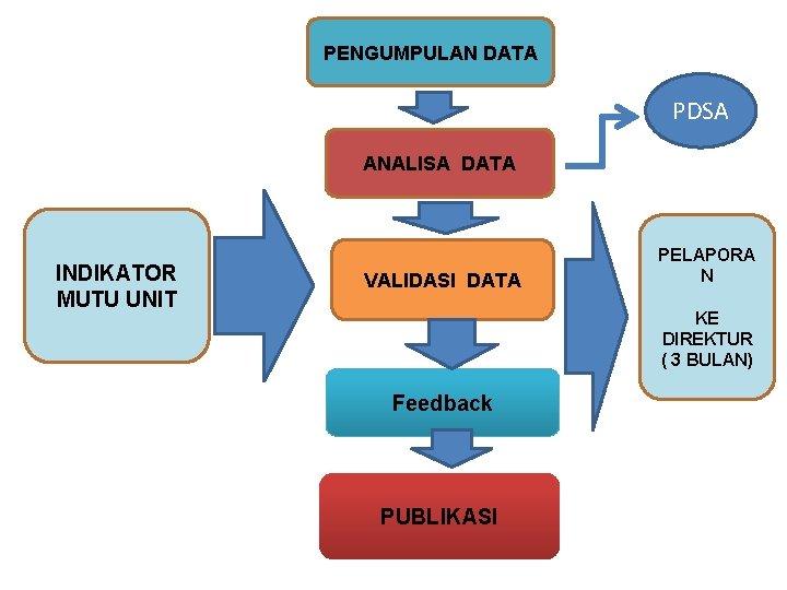 PENGUMPULAN DATA PDSA ANALISA DATA INDIKATOR MUTU UNIT VALIDASI DATA PELAPORA N KE DIREKTUR