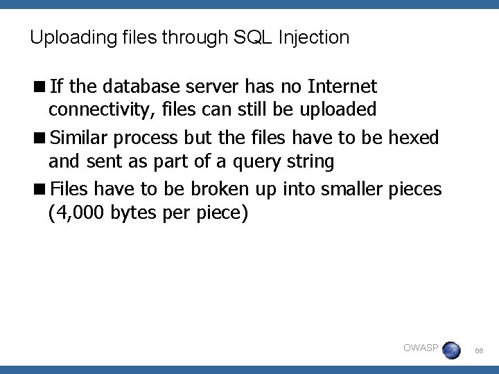 Uploading files through SQL Injection <If the database server has no Internet connectivity, files