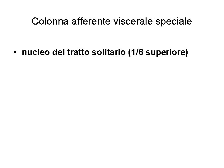 Colonna afferente viscerale speciale • nucleo del tratto solitario (1/6 superiore) 