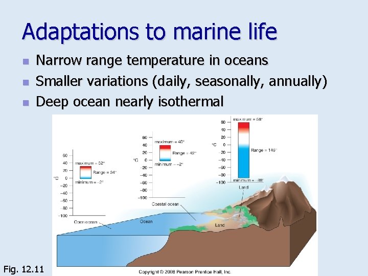 Adaptations to marine life n n n Narrow range temperature in oceans Smaller variations