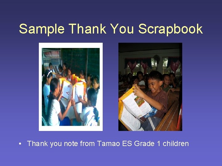 Sample Thank You Scrapbook • Thank you note from Tamao ES Grade 1 children