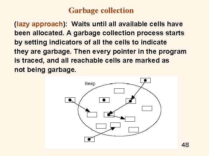 Garbage collection (lazy approach): Waits until all available cells have been allocated. A garbage Garbage collection (lazy approach): Waits until all available cells have been allocated. A garbage