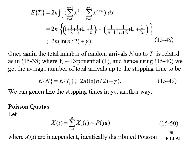 (15 -48) Once again the total number of random arrivals N up to T (15 -48) Once again the total number of random arrivals N up to T