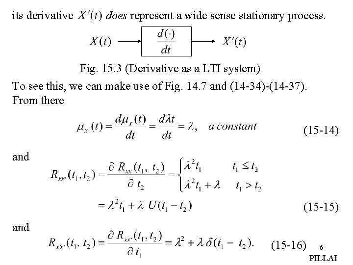 its derivative does represent a wide sense stationary process. Fig. 15. 3 (Derivative as its derivative does represent a wide sense stationary process. Fig. 15. 3 (Derivative as