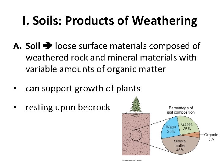 I. Soils: Products of Weathering A. Soil loose surface materials composed of weathered rock