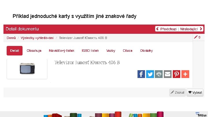 Příklad jednoduché karty s využitím jiné znakové řady 