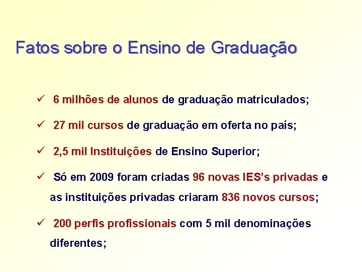 Fatos sobre o Ensino de Graduação ü 6 milhões de alunos de graduação matriculados;