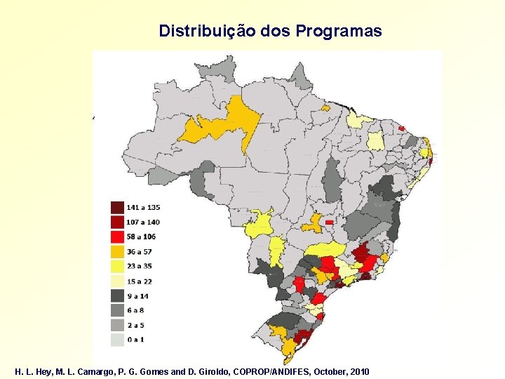 Distribuição dos Programas H. L. Hey, M. L. Camargo, P. G. Gomes and D.