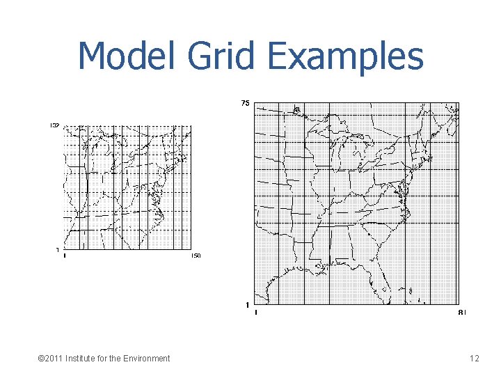 Model Grid Examples © 2011 Institute for the Environment 12 