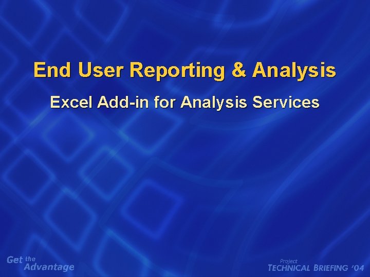 End User Reporting & Analysis Excel Add-in for Analysis Services 