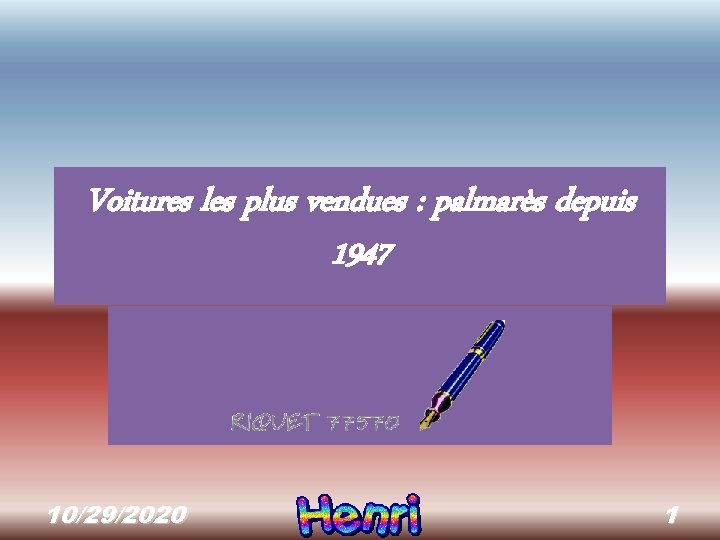 Voitures les plus vendues : palmarès depuis 1947 10/29/2020 1 Voitures les plus vendues : palmarès depuis 1947 10/29/2020 1