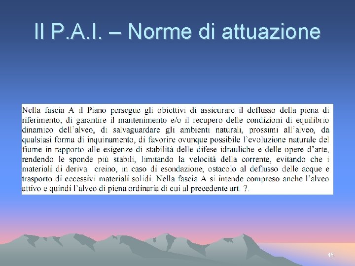 Il P. A. I. – Norme di attuazione 45 