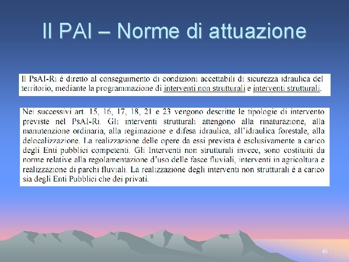 Il PAI – Norme di attuazione 48 