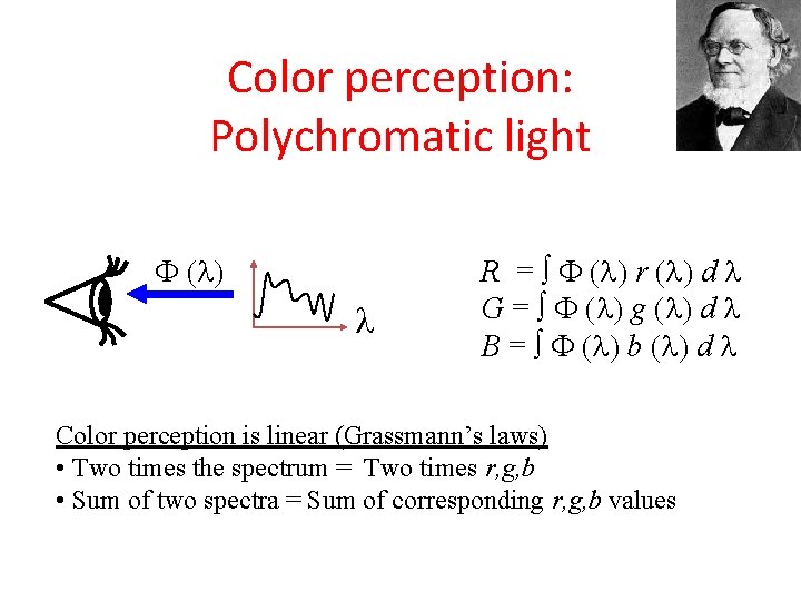 Color perception: Polychromatic light F ( ) R = F ( ) r ( Color perception: Polychromatic light F ( ) R = F ( ) r (