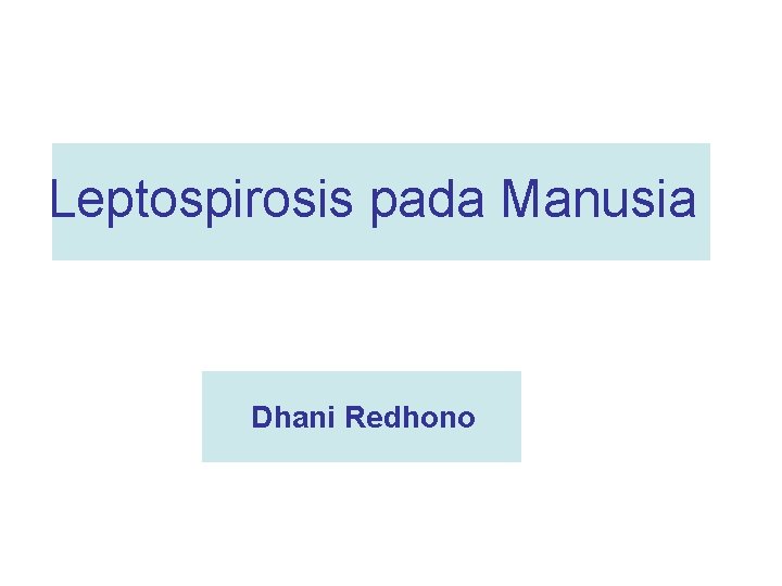 Leptospirosis pada Manusia Dhani Redhono 