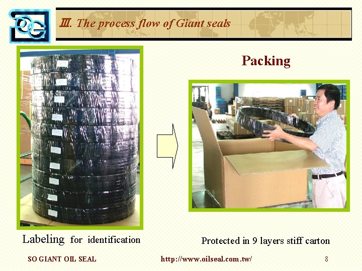 Ⅲ. The process flow of Giant seals Packing Labeling for identification SO GIANT OIL