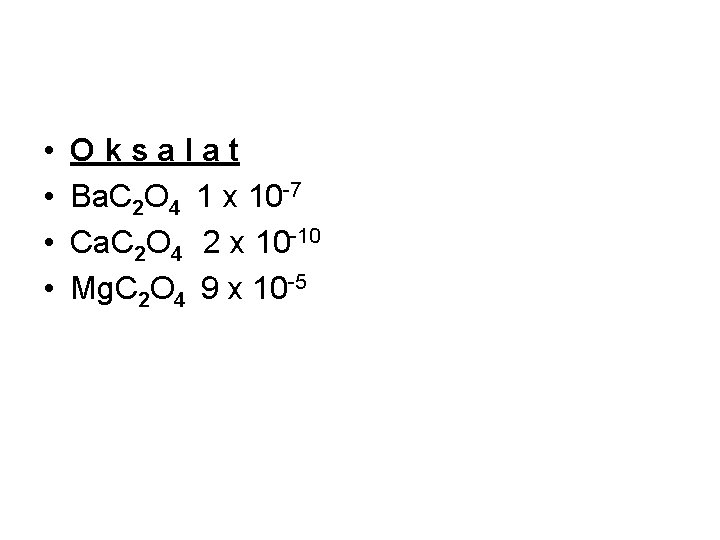  • • Oksalat Ba. C 2 O 4 1 x 10 -7 Ca.