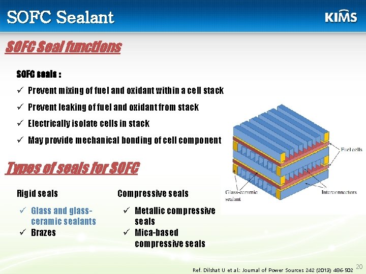 SOFC Sealant SOFC Seal functions SOFC seals : ü Prevent mixing of fuel and