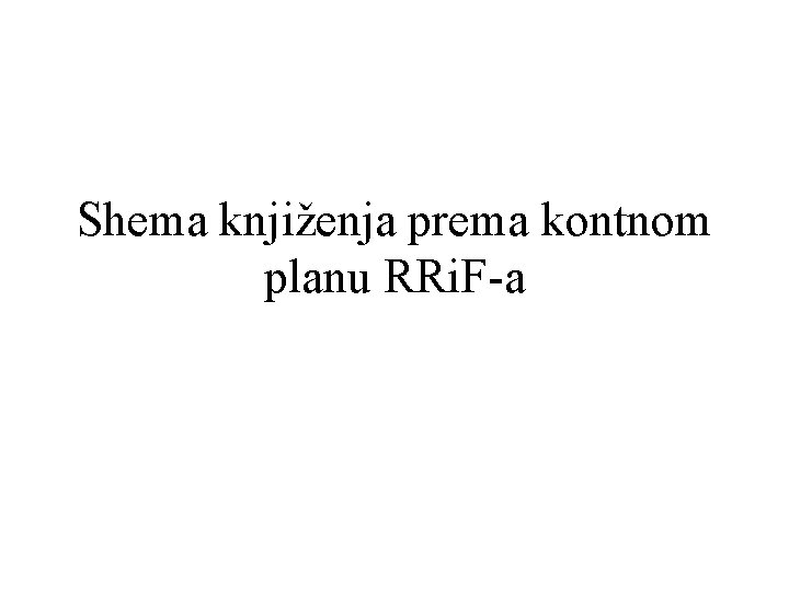 Shema knjiženja prema kontnom planu RRi. F-a 