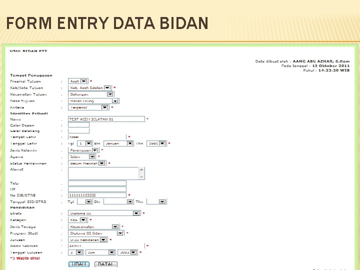 FORM ENTRY DATA BIDAN 19 