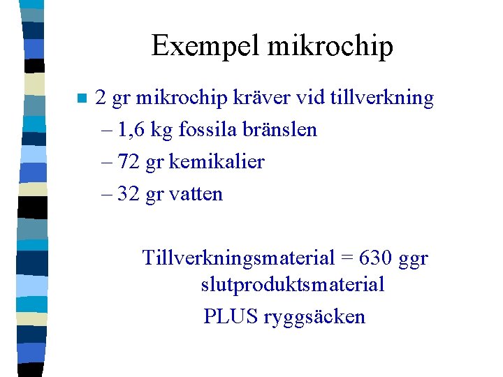 Exempel mikrochip n 2 gr mikrochip kräver vid tillverkning – 1, 6 kg fossila